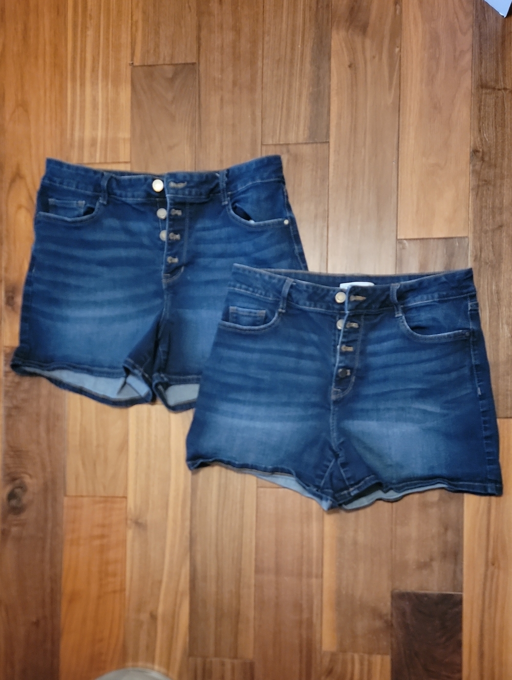 Nine West Dark Blue Button-Fly Denim Shorts-Set Of 2